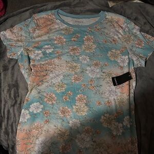 Torrid Pastel Floral Short Sleeve Tee - Blue and Peach